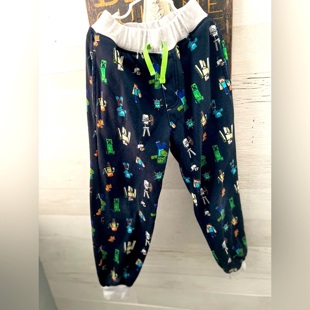 Black and Green MINECRAFT Joggers with Elastic Waistband